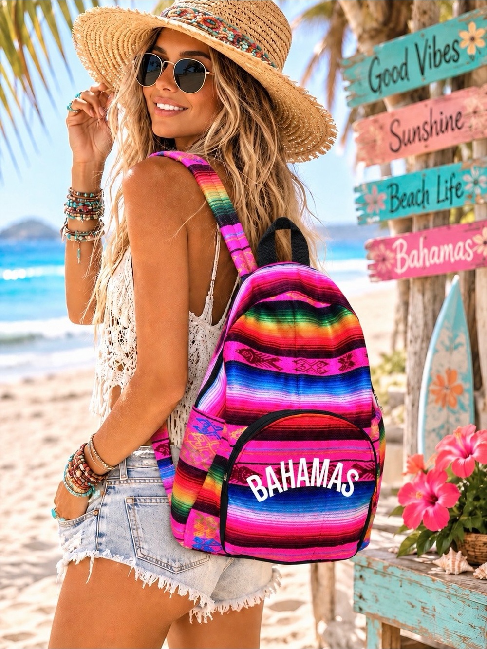 BAHAMAS Pink Multi-Color Backpack